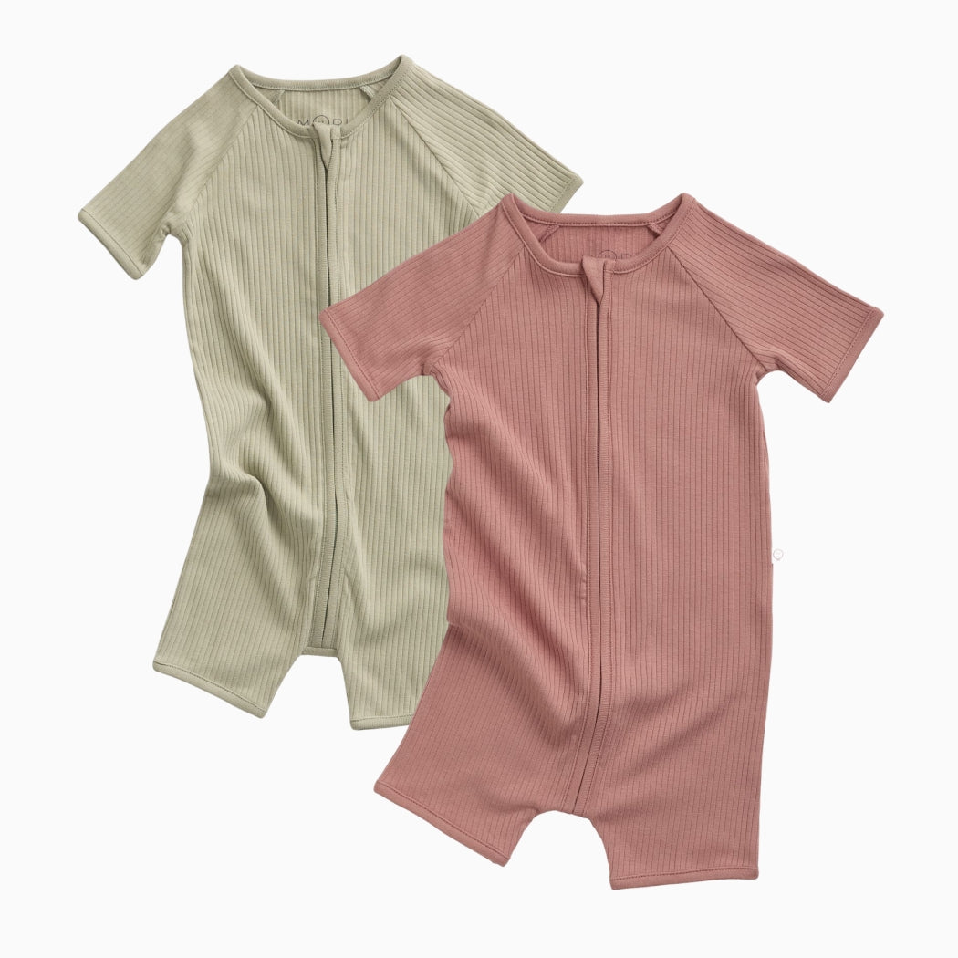 Ribbed Summer Zip Romper 2 Pack | MORI US